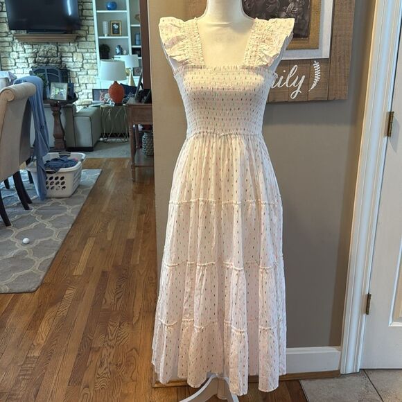 Oliphant Smocked White Swiss Dot Size Small - Picture 3 of 7